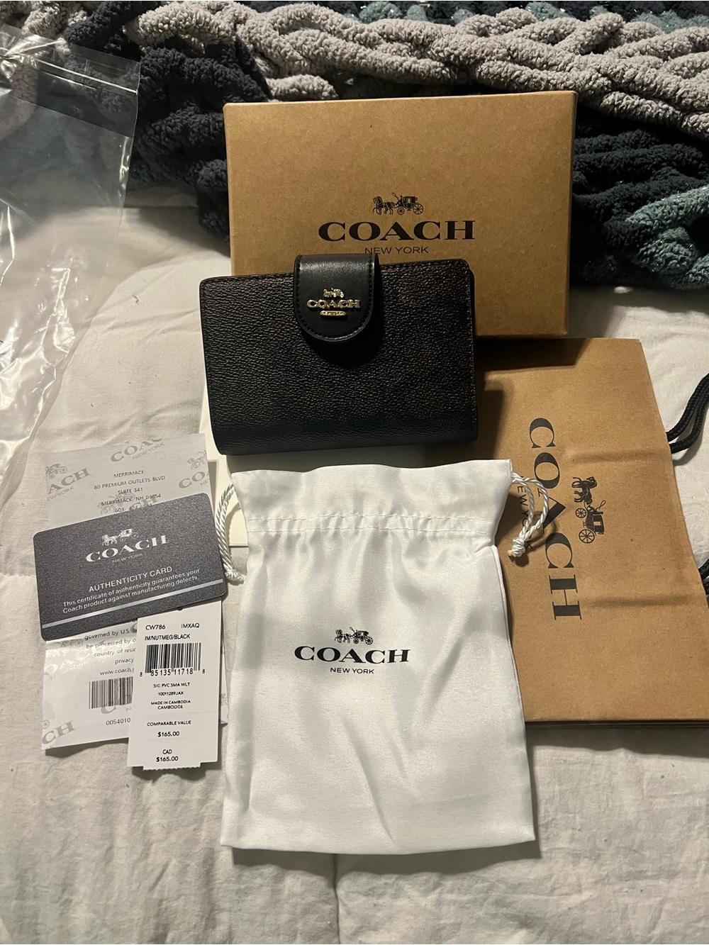 Coach Black Authenticity Card wallet with Logo new with tags